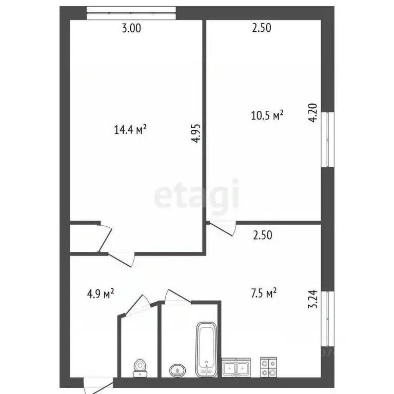 2-к кв. Ленинградская область, Всеволожск Приютинская ул., 15 (40.7 м) - Фото 1