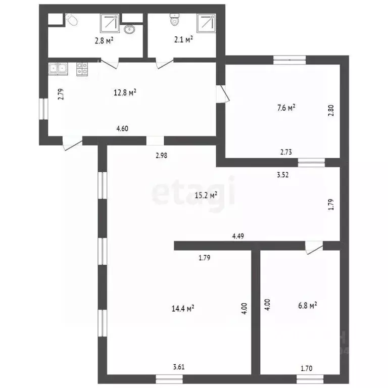 3-к кв. Крым, Феодосия ул. Сиренная, 12 (61.7 м) - Фото 2