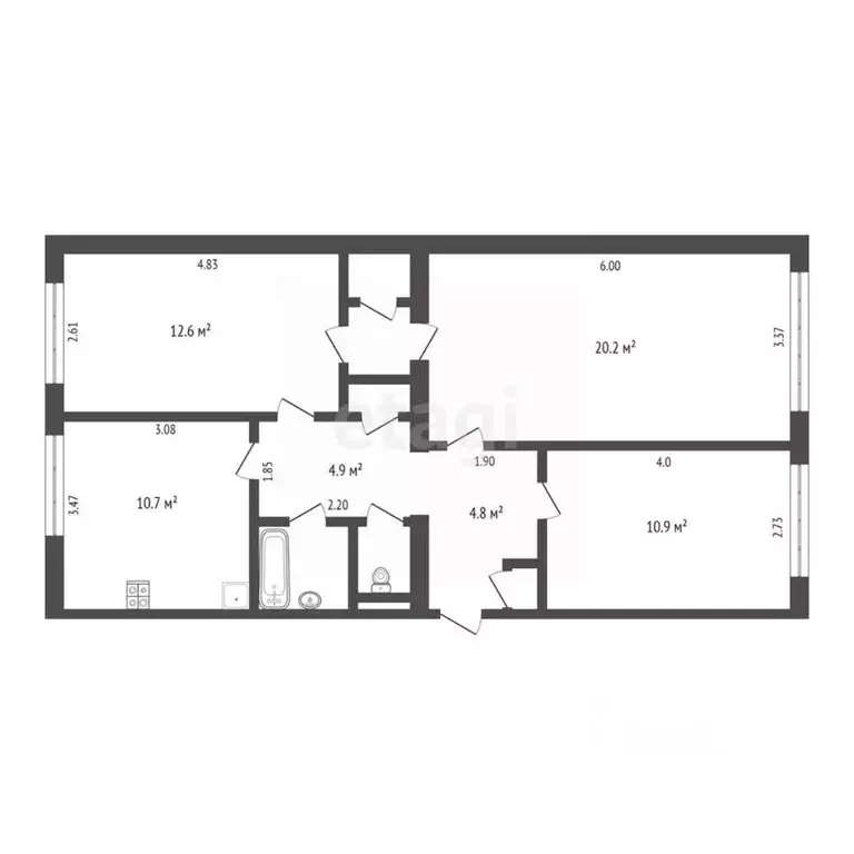 3-к кв. Ямало-Ненецкий АО, Новый Уренгой Юбилейный мкр, 5/2 (70.0 м) - Фото 2