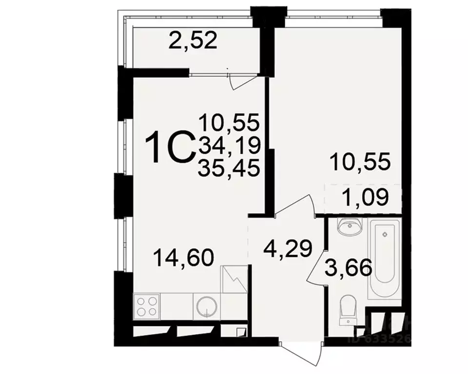 1-к кв. Рязанская область, Рязань ул. Чкалова (34.19 м) - Фото 1