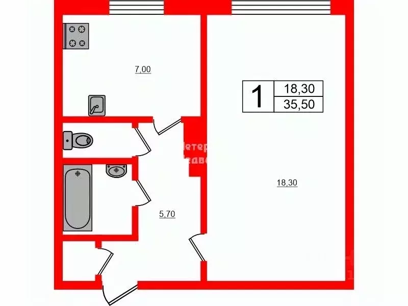 1-к кв. Санкт-Петербург ул. Маршала Захарова, 27К1 (35.5 м) - Фото 1