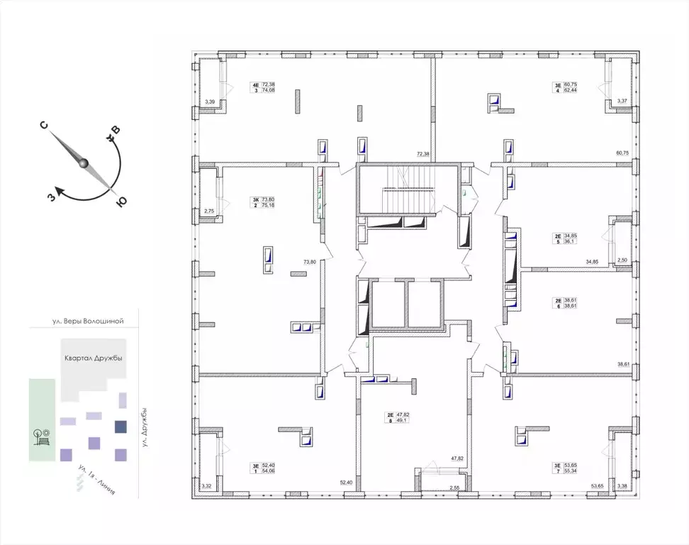 3-к кв. Кемеровская область, Кемерово ул. Дружбы, 10 (75.18 м) - Фото 2