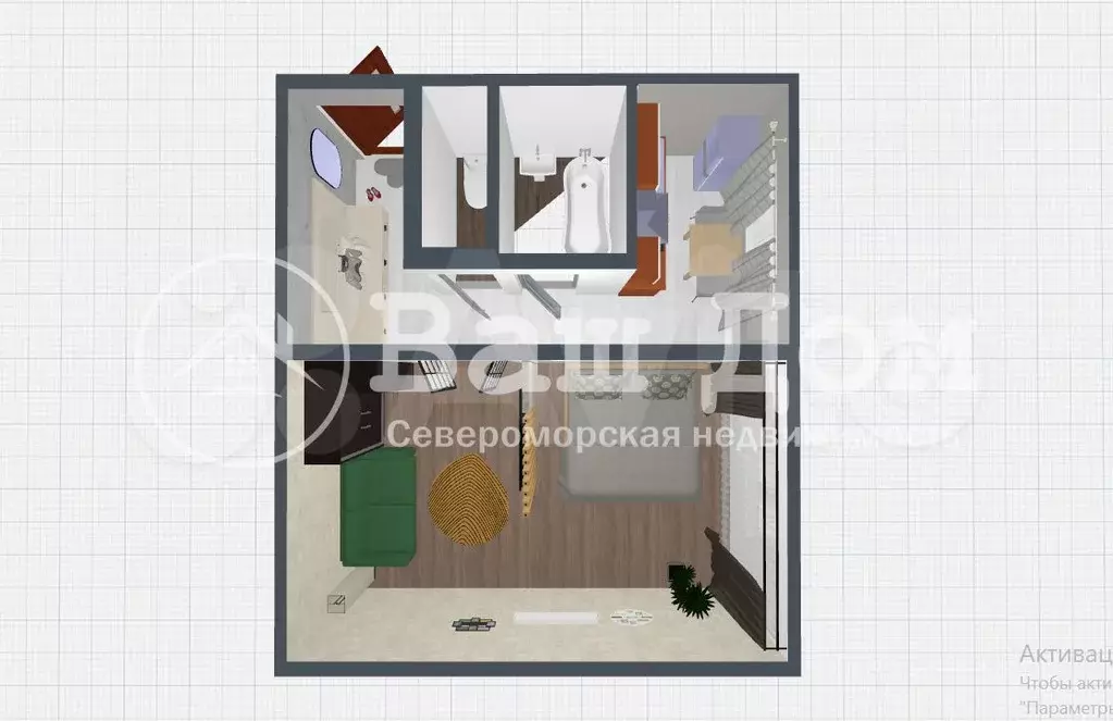 1-к. квартира, 30,6 м, 3/5 эт. - Фото 0