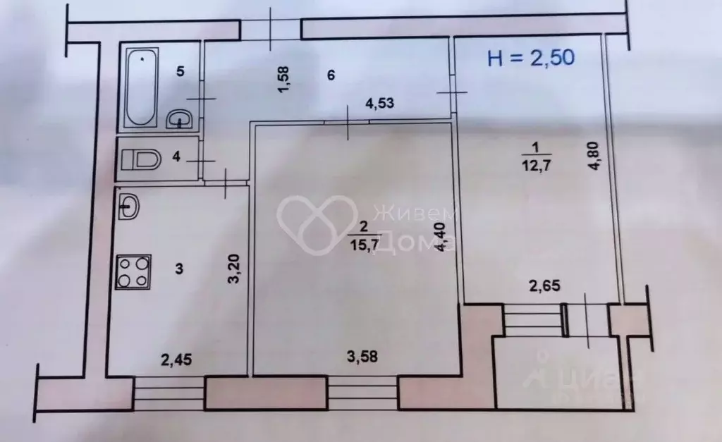 2-к кв. Волгоградская область, Волжский ул. Мира, 26 (48.0 м) - Фото 2