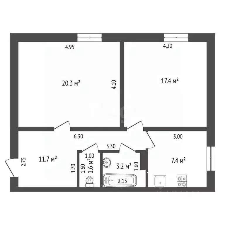 2-к кв. Архангельская область, Коряжма ул. Имени М.Х. Сафьяна, 4 (61.6 ... - Фото 2