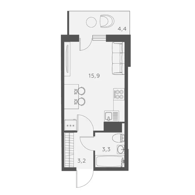 Студия Санкт-Петербург ул. Русановская, 24 (23.7 м) - Фото 0