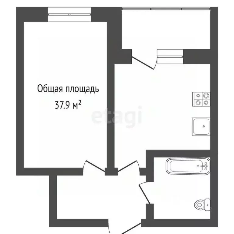 2-к кв. Кемеровская область, Кемерово ул. Сарыгина, 33 (37.9 м) - Фото 1
