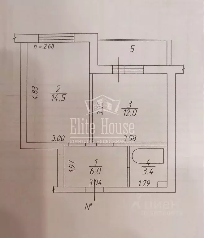 1-к кв. Калужская область, Калуга Хрустальная ул., 60 (36.2 м) - Фото 2