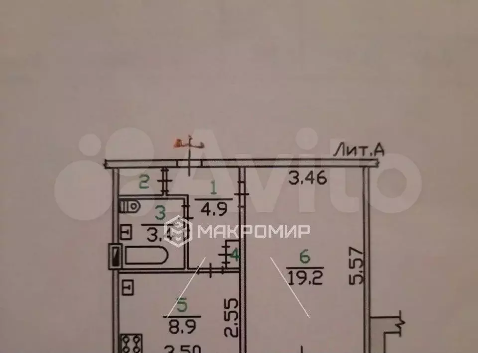 1-к. квартира, 38,1 м, 1/9 эт. - Фото 0