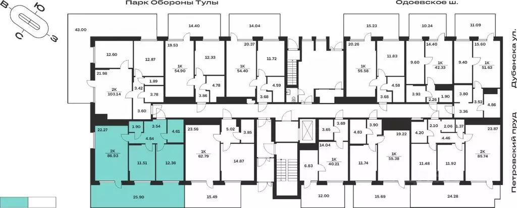 2-к кв. Тульская область, Тула Жукова Парк жилой комплекс (68.8 м) - Фото 1