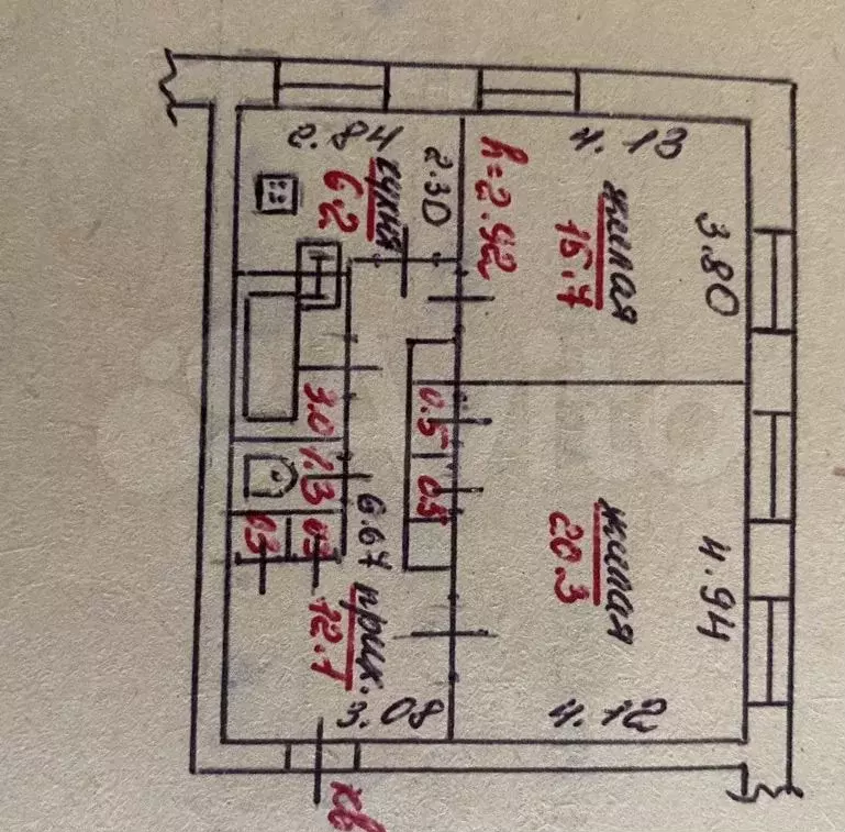 2-к. квартира, 60 м, 2/3 эт. - Фото 0