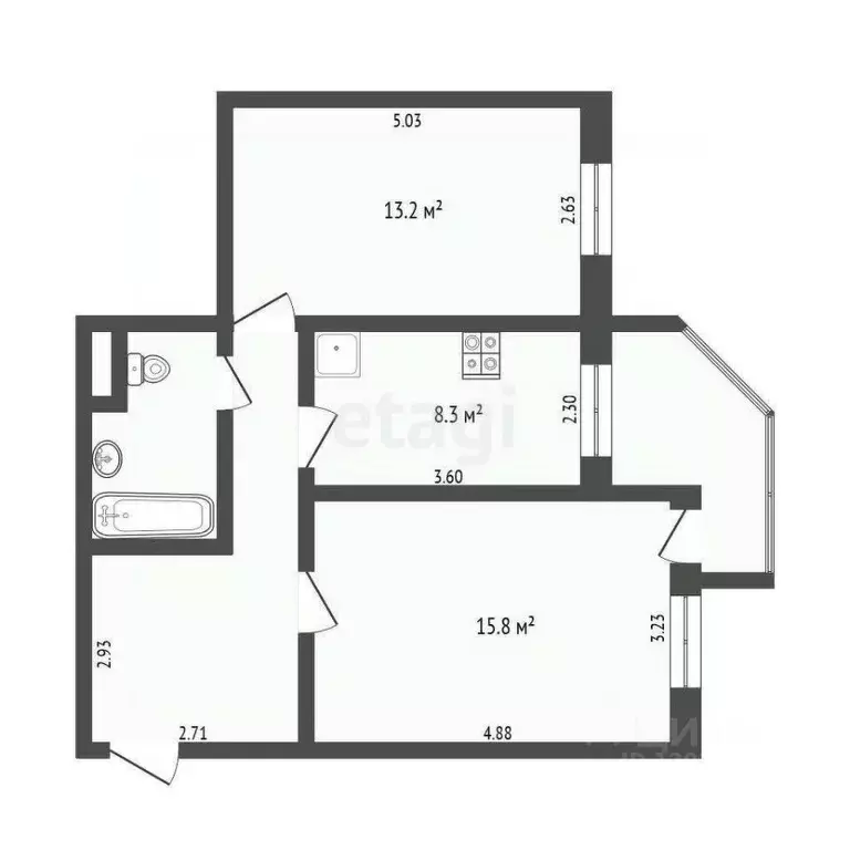 2-к кв. Тюменская область, Тюмень ул. Николая Чаплина, 113 (51.5 м) - Фото 1