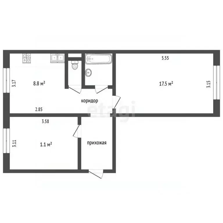 2-к кв. Ямало-Ненецкий АО, Муравленко ул. Ленина, 109 (52.5 м) - Фото 2