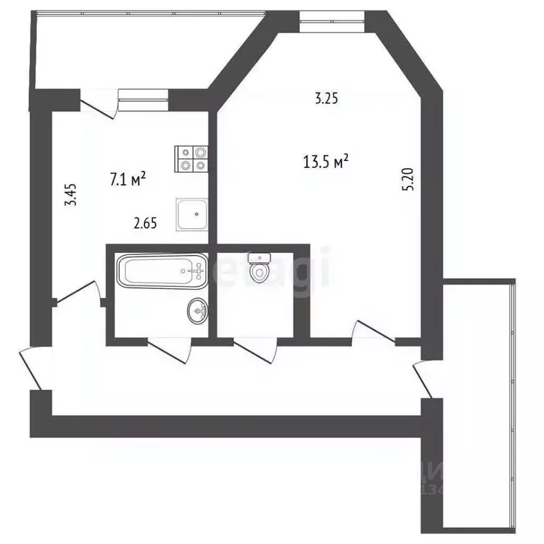 1-к кв. Белгородская область, Белгород ул. Николая Чумичова, 70 (34.2 ... - Фото 1