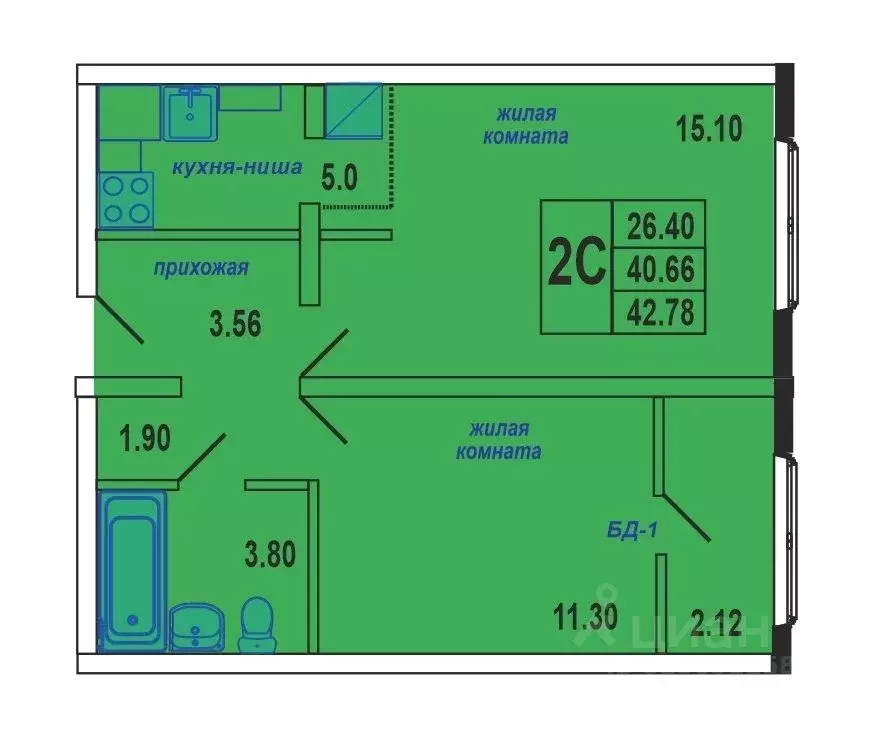 2-к кв. Новосибирская область, Новосибирск ул. В. Высоцкого, 139/10 ... - Фото 1