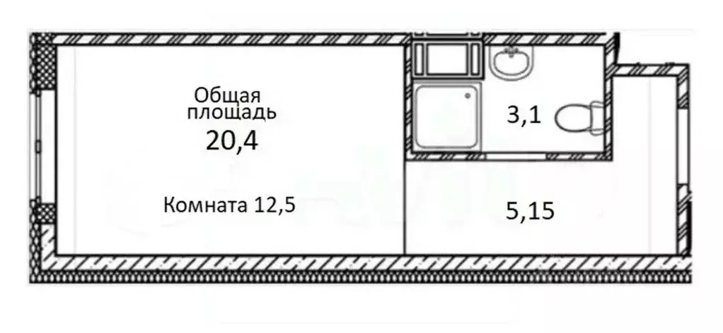 Студия Санкт-Петербург просп. Стачек, 64 (20.4 м) - Фото 1