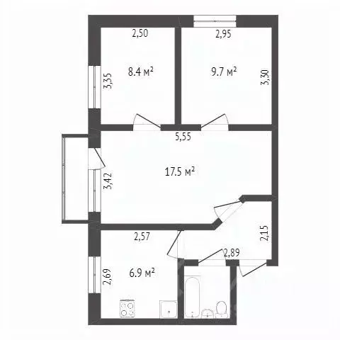 3-к кв. Бурятия, Улан-Удэ ул. Жердева, 48 (45.0 м) - Фото 2