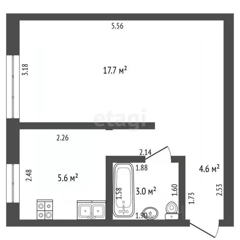 1-к кв. Башкортостан, Стерлитамак ул. Имая Насыри, 13 (30.9 м) - Фото 2