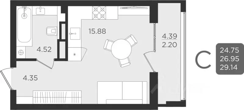 1-к кв. Калининградская область, Калининград ул. Старшины Дадаева, ... - Фото 0