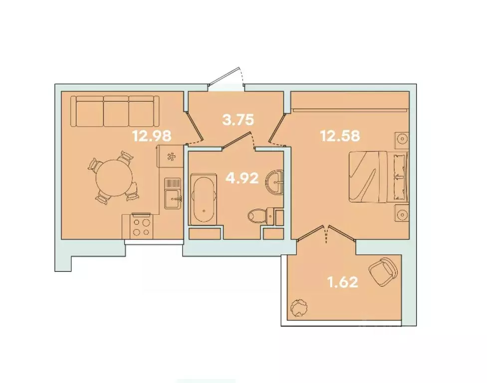 1-к кв. иркутская область, иркутск ул. петрова, 18 (39.63 м) - Фото 0