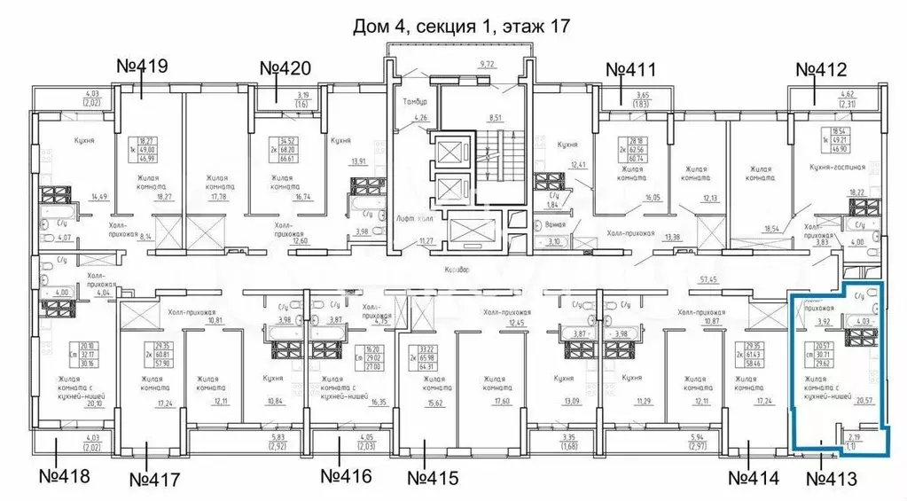 Квартира-студия, 31,3 м, 17/27 эт. - Фото 1