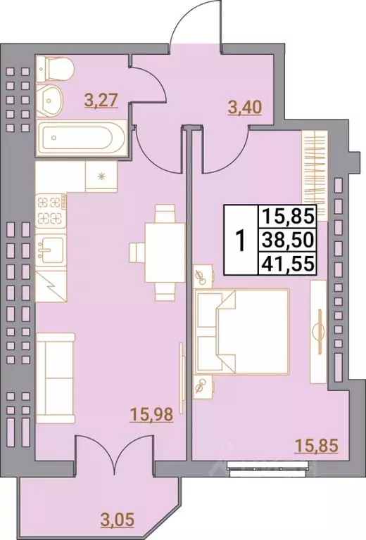 1-к кв. Ростовская область, Шахты пер. Бродского, 8 (41.55 м) - Фото 1