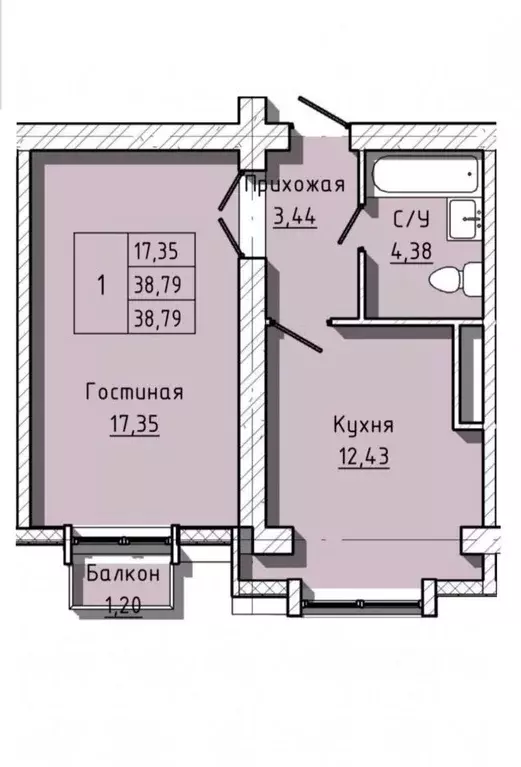 1-к кв. Кабардино-Балкария, Нальчик ул. Тарчокова (38.79 м) - Фото 1