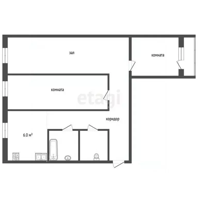 3-к кв. Тюменская область, Тобольск 4-й мкр, 11А (61.2 м) - Фото 2