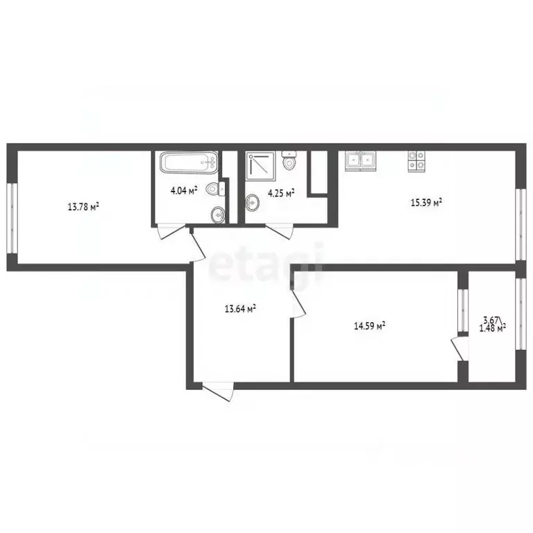 2-к кв. Санкт-Петербург ул. Челюскина, 10 (67.8 м) - Фото 2