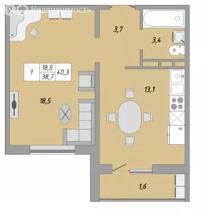 1-комнатная квартира: Оренбург, улица Юркина, 10 (40 м) - Фото 0