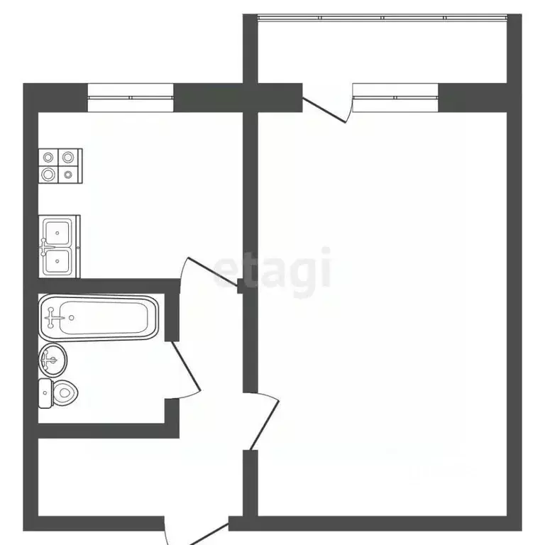 1-к кв. Татарстан, Елабуга просп. Мира, 17 (32.3 м) - Фото 2