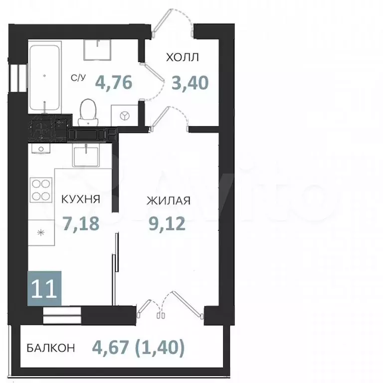 Квартира-студия, 25,9 м, 2/5 эт. - Фото 0