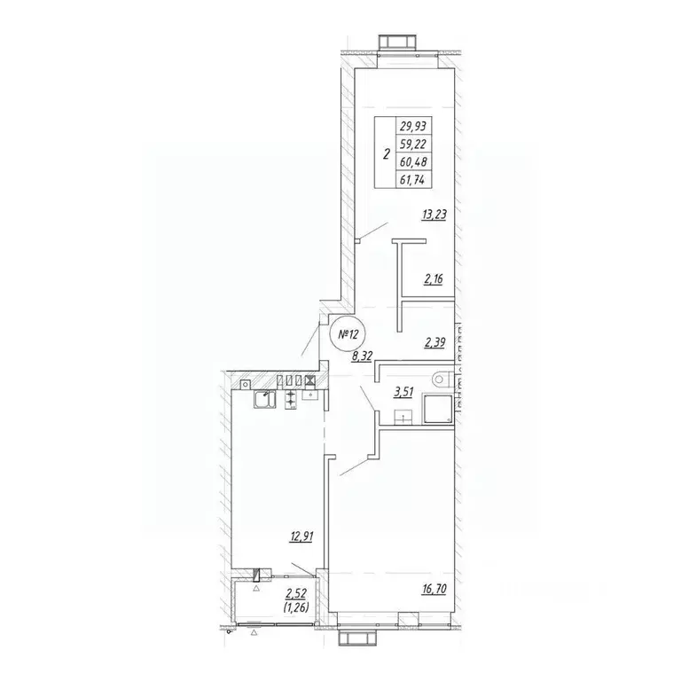 2-к кв. Калининградская область, Зеленоградск  (61.74 м) - Фото 1