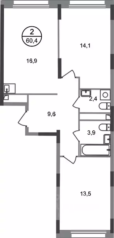 2-к кв. Москва Переделкино Ближнее мкр, 18-й кв-л,  (60.4 м) - Фото 0