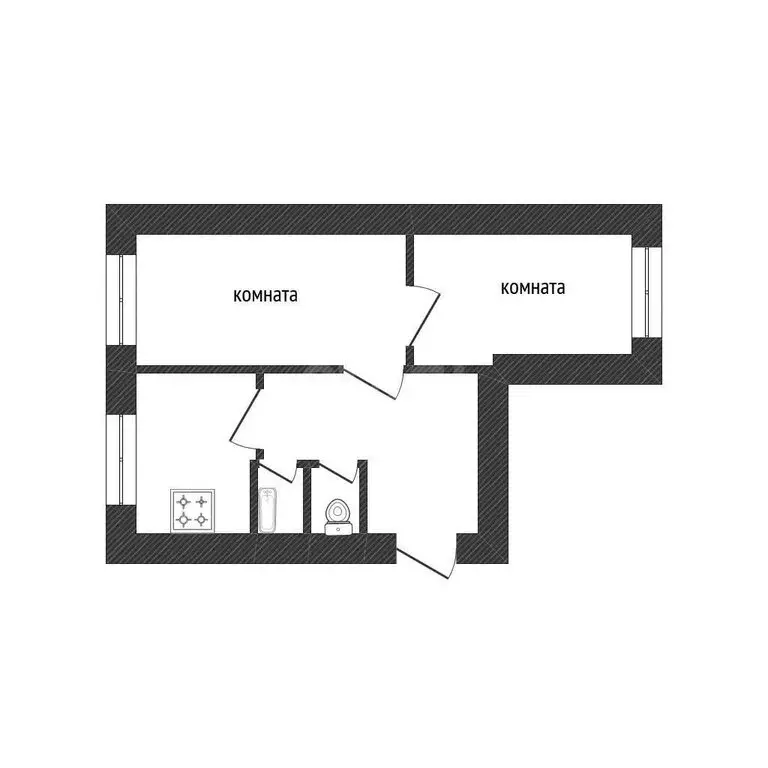 2-комнатная квартира: Волхов, Пролетарская улица, 9 (45 м) - Фото 1