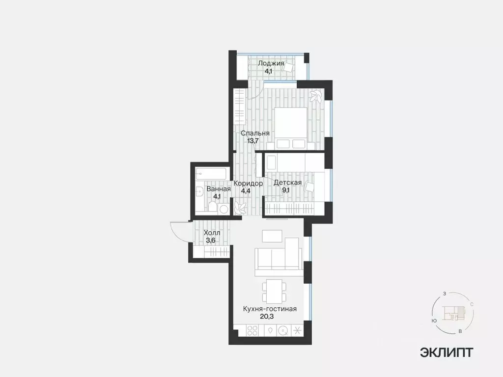 2-к кв. Тюменская область, Тюмень ул. Игоря Комиссарова, 25 (57.23 м) - Фото 0