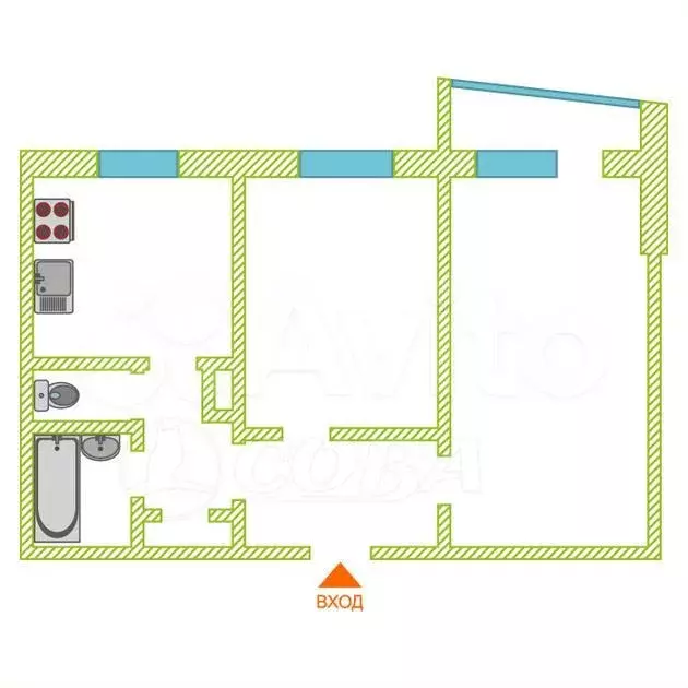 2-к. квартира, 51 м, 5/9 эт. - Фото 0