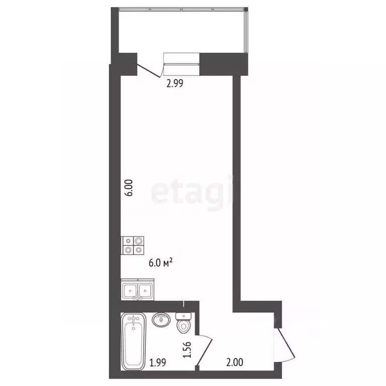 Студия Вологодская область, Вологда Окружное ш., 32 (24.1 м) - Фото 1