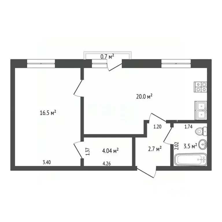 2-к кв. Самарская область, Самара бул. Ивана Финютина, 17 (45.0 м) - Фото 2