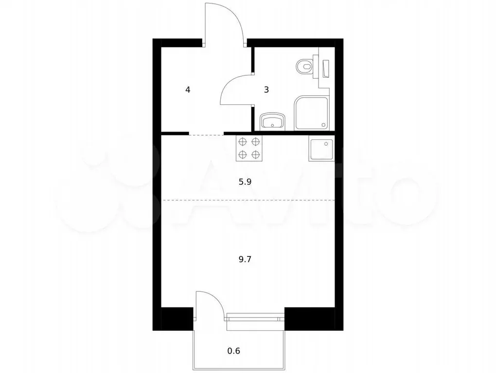 Квартира-студия, 23,2 м, 6/14 эт. - Фото 0