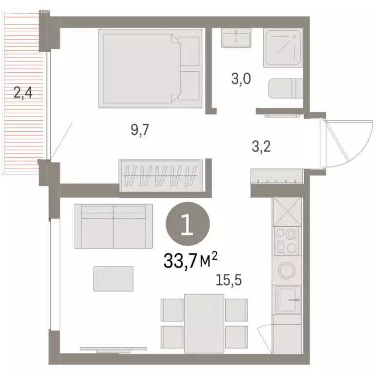 1-комнатная квартира: Екатеринбург, микрорайон Академический, 19-й ... - Фото 2