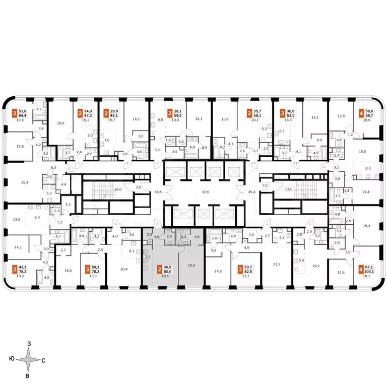 2-к. квартира, 60 м, 38/46 эт. - Фото 1