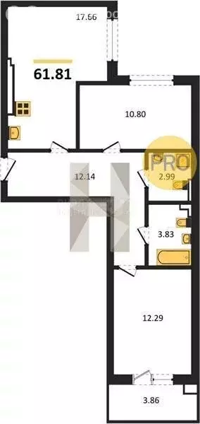 3-комнатная квартира: Калининград, улица Ломоносова, 52 (91.64 м) - Фото 0