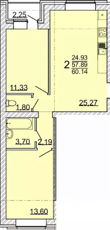 2-к кв. Воронежская область, с. Новая Усмань  (60.14 м) - Фото 0