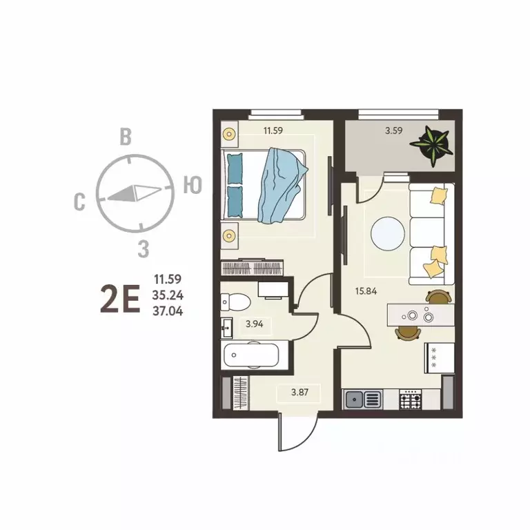 1-к кв. Воронежская область, с. Новая Усмань, Ольха мкр  (37.04 м) - Фото 1