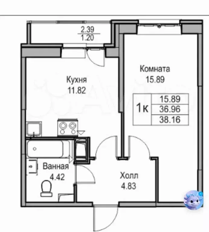 1-комнатная квартира: Санкт-Петербург, Ивинская улица, 7 (36.6 м) - Фото 1