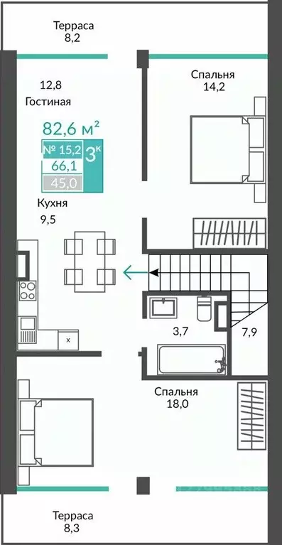 3-к кв. Крым, Алушта городской округ, с. Виноградное  (82.6 м) - Фото 0