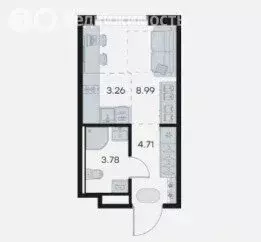 Квартира-студия: городской посёлок Новоселье, Большая Балтийская ... - Фото 1