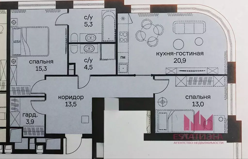 3-к кв. Москва ул. Василия Ланового, 7 (76.4 м) - Фото 2