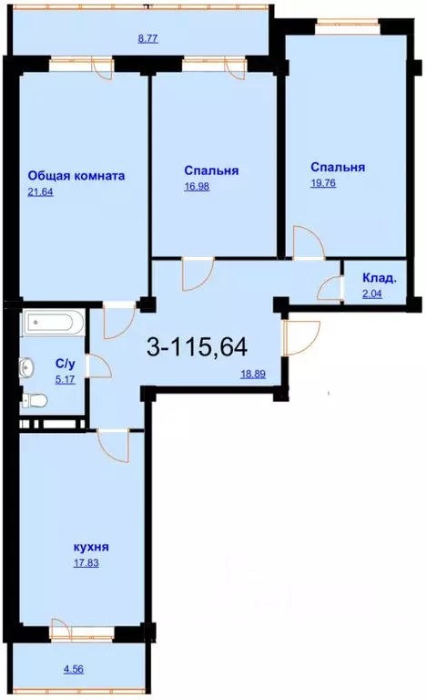 3-к кв. Дагестан, Махачкала ул. Шелковая, 12 (115.0 м) - Фото 0